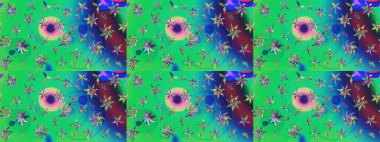 El çizimi çiçek çizimi deseni (fayans). Şirin çiçekli, desenli, yeşil renkli bir eskiz deseni. Tekstil için suluboya çizim deseni.