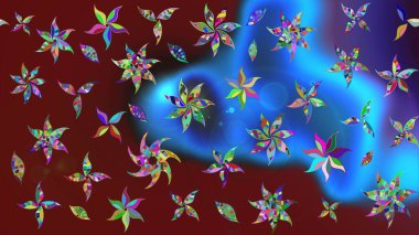 Çiçek deseni. Renkli Bahar Teması eskiz kalıbı. Düz Çiçek Elementleri Tasarımı. Raster çizimi. Güzel kumaş deseni..