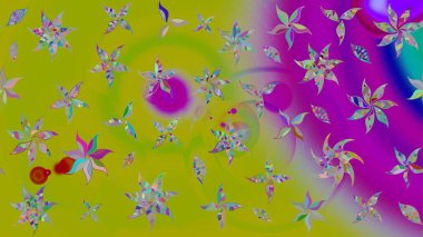 Raster illüstrasyonundaki çiçek desenli çizim. Raster illüstrasyonu. Güzel kumaş deseni. Yeşil renklerde.