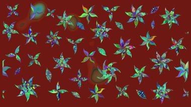 El çizimi, soyut ve süslü elementler. Suluboya resim taklit Raster çizimi. Klasik çiçekler. Kırmızı renkler. Yaz çiçekleri teması.