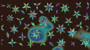 Kahverengi renkli Asya tekstili. Raster illüstrasyonu. Suluboya çiçekli çiçek deseni.