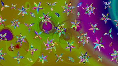 El çizimi. Çiçekli eskiz deseni. Suluboya çizimi. Yeşil renkte çiçekler.