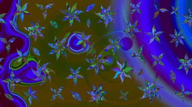 Tekstil için suluboya eskiz deseni. Şirin çiçekli, desenli, kahverengi renkli bir eskiz deseni. El çizimi çiçek çizimi deseni (fayans)).