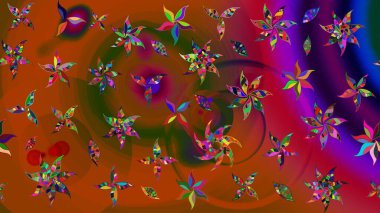 Güzel kumaş deseni. Düz Çiçek Elementleri Tasarımı. Asya tekstil tarzında. Çiçek desenli çizim. Raster illüstrasyonu. Renkli Bahar Teması çizim şablonu.