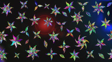 Raster illüstrasyonu. Güzel kumaş deseni. Düz Çiçek Elementleri Tasarımı. Karalama çiçeği. Renkli Bahar Teması eskiz kalıbı. Zentangle soyut çiçekleri.