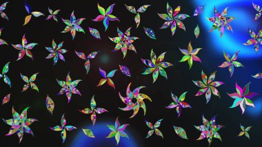 Raster illüstrasyonu. Şirin çiçekli eskiz deseni ve gri renkli yapraklar, suluboya çiçek deseni, duvar kağıdı, kart veya kumaş için fayanslı.