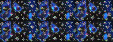 3D çiçekler, eskiz. Raster illüstrasyonu. Gri renklerde.