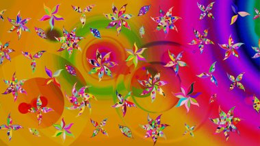 Sarı renklerde. Çiçek duvar kağıdı. Çizim kalıbı. Renkli süs kenarı. Raster illüstrasyonu. Hint süsü..