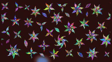 Renkli Bahar Teması eskiz kalıbı. Kahverengi renkli şirin çiçek deseni. Düz Çiçek Elementleri Tasarımı. Raster Modaya uygun kumaş deseni.