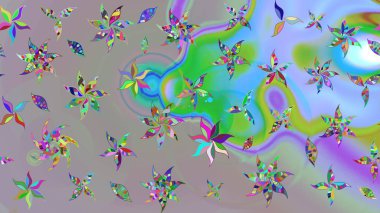 Gri renklerde. Raster illüstrasyonu. Güzel kumaş deseni. Raster illüstrasyonunda çiçek deseni çizimi.