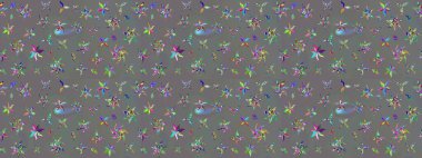 Gri renklerde bahar çiçekleri. Yaprak ve çiçeklerin suluboya resimleri, gri renkte çizimler. Raster illüstrasyonu.