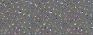 Şirin çiçekli, desenli, gri renkli bir eskiz deseni. Tekstil için suluboya eskiz deseni. El çizimi çiçek çizimi deseni (fayans)).