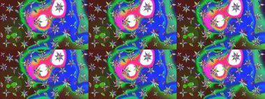 Çizgi çizimi kalıbı. Raster Moda kumaş deseni. Şirin çiçekler..