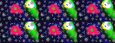 Gri renkli çiçekler. Sevimli çiçek raster deseni. Renkli Bahar Teması eskiz kalıbı. Düz Çiçek Elementleri Tasarımı.