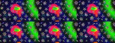 Renkli Bahar Teması eskiz kalıbı. Şirin çiçek elementleri. Taslak desenli, modaya uygun kumaş deseni. Düz Çiçek Elementleri Tasarımı. Raster illüstrasyonu.