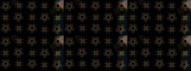 Renkli arka planda izole kar taneleri. Raster illüstrasyonu. Kar taneleri radyal siyah, kahverengi ve gri renkler.