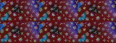 Çiçek ve yapraklı çiçek deseni. Küçük çiçekli şirin bir desen. Raster illüstrasyonu.