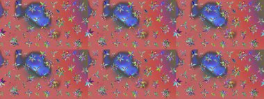 Küçük renkli çiçekler. Robot resim. Motley illüstrasyonu. Çiçekli yaz çiçekleri. Küçük çiçekte güzel bir desen. Moda baskıları için zarif bir şablon.