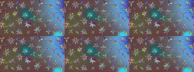 Kahverengi renkli çiçekler. Sevimli çiçek raster deseni. Sketch Colour Spring Theme eskiz kalıbı. Düz Çiçek Elementleri Tasarımı.