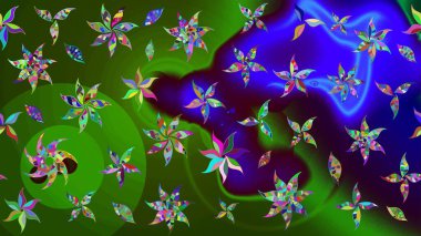 Yeşil renkli çiçekler. Gömlek, arka plan modelini çiz. Tropik çiçekler.
