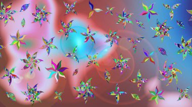 Vadinin çiçekleri tarafsız renklerde. Soyut etnik raster çizim kalıbı. Çiçekler..