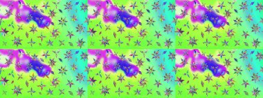 Raster illüstrasyonu. Çiçekli, yapraklı, çiçek desenli eskiz. El çizimi.