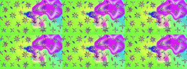 Yeşil renkli çiçekler. Çiçek süslemeli çizim deseni. Raster illüstrasyonu.