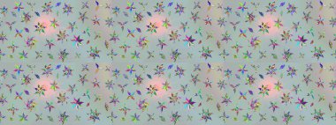 Gri renkli çiçekler. El çizimi çiçekli soyut çizim kalıbı. Raster illüstrasyonu.