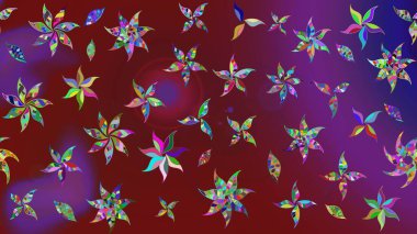 Renkli Bahar Teması eskiz kalıbı. Taslak desenli, modaya uygun kumaş deseni. Düz Çiçek Elementleri Tasarımı. Raster illüstrasyonu. Şirin çiçek elementleri..