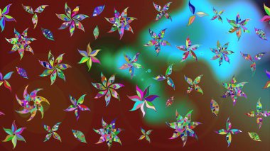 Nazikçe, güzel çiçek arkaplanı. Çiçekli karalama şeklinde Raster çiçek deseni. Kahverengi renkte çiçekler.