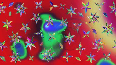 Suluboya tarzında kırmızı renkte çiçekler. Raster illüstrasyonunda çiçek deseni çizimi.