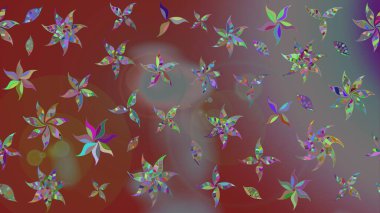 Kahverengi renkli çiçekler. Raster illüstrasyonunda çiçek deseni çizimi.