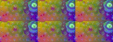 Düz Çiçek Elementleri Tasarımı. Raster. Renkli Bahar Teması çizim şablonu.