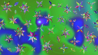 Suluboya çizim kalıbı. Çiçekler suluboya tarzında yeşil renkte. Çiçek izi.