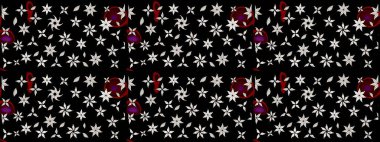 Çiçekli karalama şeklinde Raster çiçek deseni. Nazik, sevimli çiçek arkaplanı. Siyah renkte çiçekler.