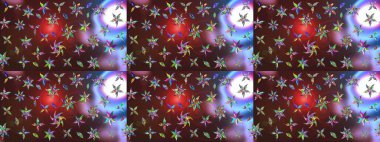 Küçük çiçekteki sevimli çiçek deseni. Varicolobrown Raster çizimi. Birçok kahverengi ve soyut çiçekli tropikal çizim deseni.