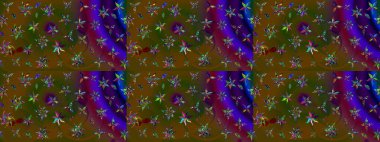 Suluboya elle çizilmiş çiçek desenli eskiz deseni. Parlak renkli fantezi çiçekleri, yapraklar, kahverengi renkli tomurcuklar, kahverengi.