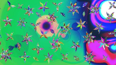 Yeşil renkli çiçekler. Küçük çiçekte sevimli çiçek deseni var..