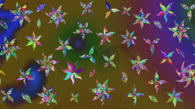 Raster illüstrasyonu. Yeşil renkte şirin çiçekler. Moda baskısı, albüm, ambalaj kağıdı ve duvar kağıdı için zarif dekoratif süslemeler. Küçük çiçekli basit bir çiçek çizimi..