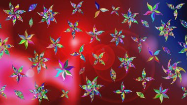 Güzel kumaş deseni. Düz Çiçek Elementleri Tasarımı. Renkli Bahar Teması eskiz kalıbı. Zentangle soyut çiçekleri. Karalama çiçeği. Raster illüstrasyonu.