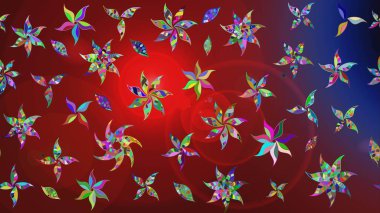 Suluboya resim taklit Raster çizimi. El çizimi, soyut ve süslü elementler. Yaz çiçekleri teması. Klasik çiçekler. Kırmızı renkler.