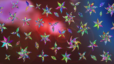 Raster illüstrasyonu. Çiçek desenli eskiz, darbeler, sıçramalar, yaz çiçekleri. Kahverengi renkte çiçekler.