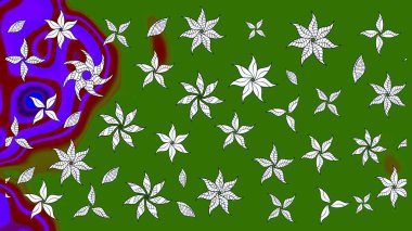 Varicologreen Raster çizimi. Küçük çiçekteki sevimli çiçek deseni. Birçok yeşil soyut çiçekli tropikal çizim deseni.