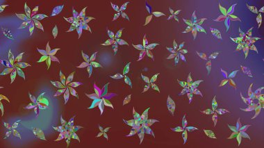 Raster illüstrasyonundaki çiçek desenli çizim. Suluboya tarzında kahverengi renkte çiçekler.