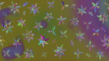 Düz Çiçek Elementleri Tasarımı. Kahverengi renkli çiçekler. Çiçekli eskiz çizimi. Renkli Yaz Teması çizim şablonu.