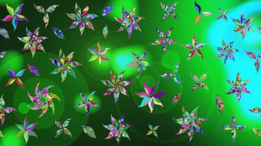 Küçük çiçekteki sevimli çiçek deseni. Yeşil renkte çiçekler.