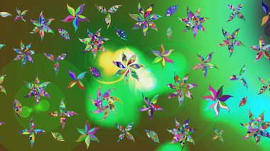 Motley illüstrasyonu. Küçük çiçekte güzel bir desen. Çiçekli yaz çiçekleri. Robot resim. Küçük renkli çiçekler. Moda baskıları için zarif bir şablon.