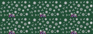 Çiçek desenli eskiz. Yeşil renkli çiçekler. Renkli Bahar Teması eskiz kalıbı. Düz Çiçek Elementleri Tasarım Raster illüstrasyonu.