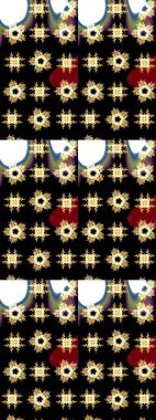 Siyah renkli etnik çiçeklerle süslenmiş zarif bir eskiz şekli. Asya Tekstil 'inde Raster Çiçek İllüstrasyonu.