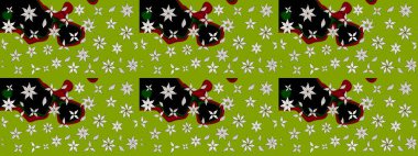 Renkli Bahar Teması eskiz kalıbı. Raster. Düz Çiçek Elementleri Tasarımı.